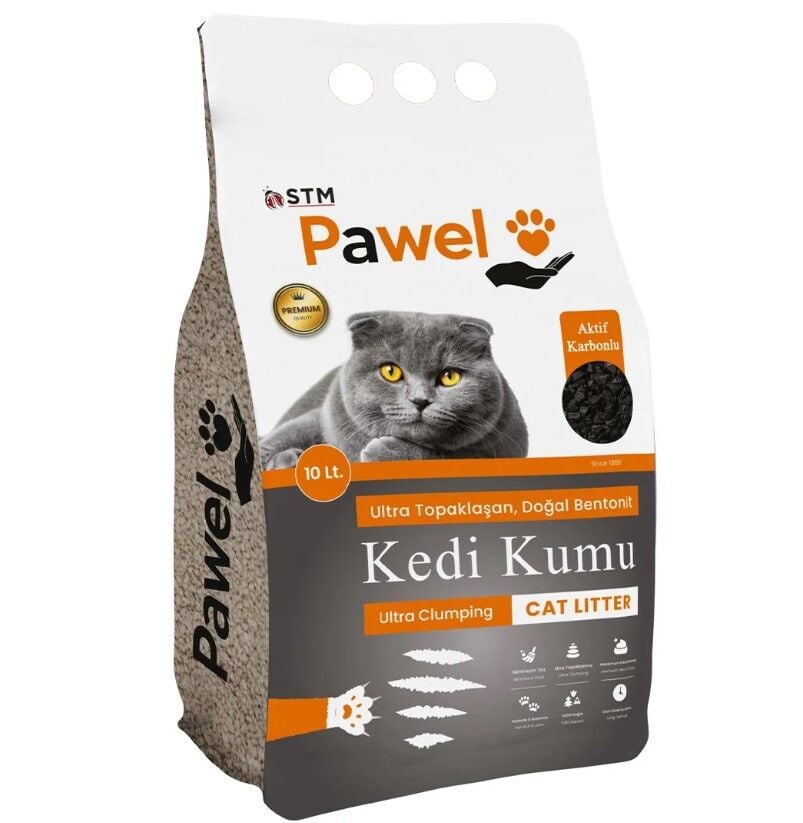 Pawel Aktif Karbonlu Topaklanan  5L / 10L Bentonit Kedi Kumu