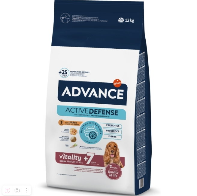 Advance Medium Senior Vitality +7 Tavuklu Orta Irk Yaşlı Köpek Maması 12 kg