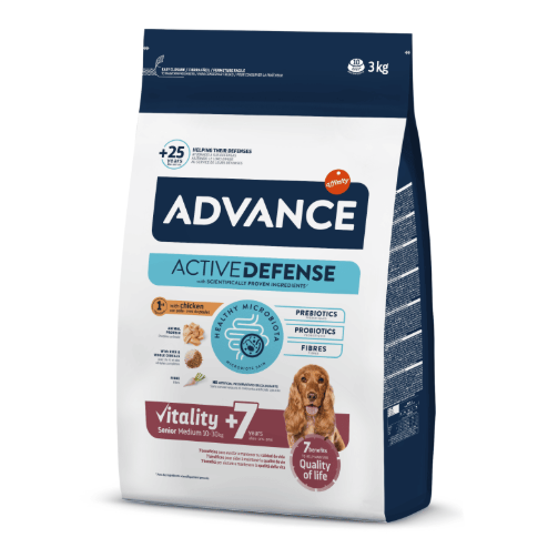 Advance Medium Senior Vitality +7 Tavuklu ve Pirinçli Orta Irk Yaşlı Köpek Maması 3 kg