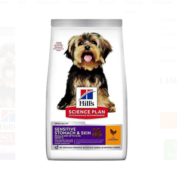 Hill's SCIENCE PLAN Small&Mini Adult Stomach & Skin Tavuklu Küçük Irk Yetişkin Köpek Maması 1,5kg