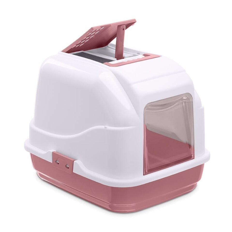 IMAC Easy Cat Kapalı Kedi Tuvaleti 50x40x40cm (Pembe/Beyaz)