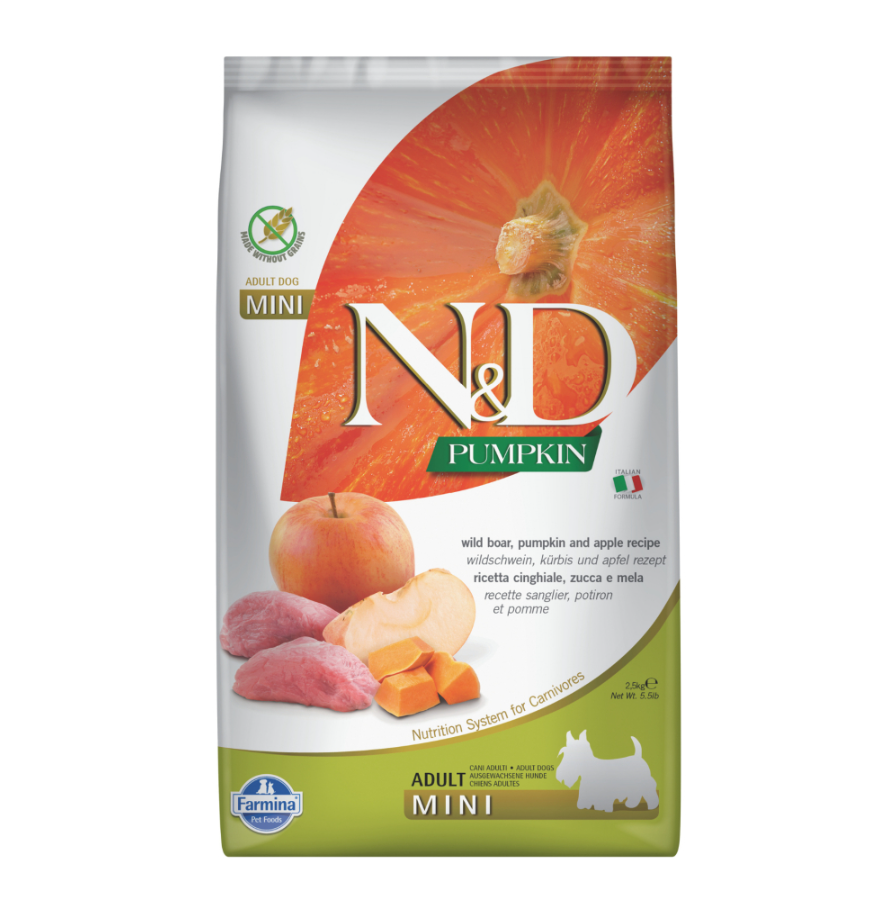 N&D Pumpkin Mini Bal Kabaklı Yaban Domuzlu ve Elmalı Küçük Irk Tahılsız Yetişkin Köpek Maması 2,5 kg / 7 kg