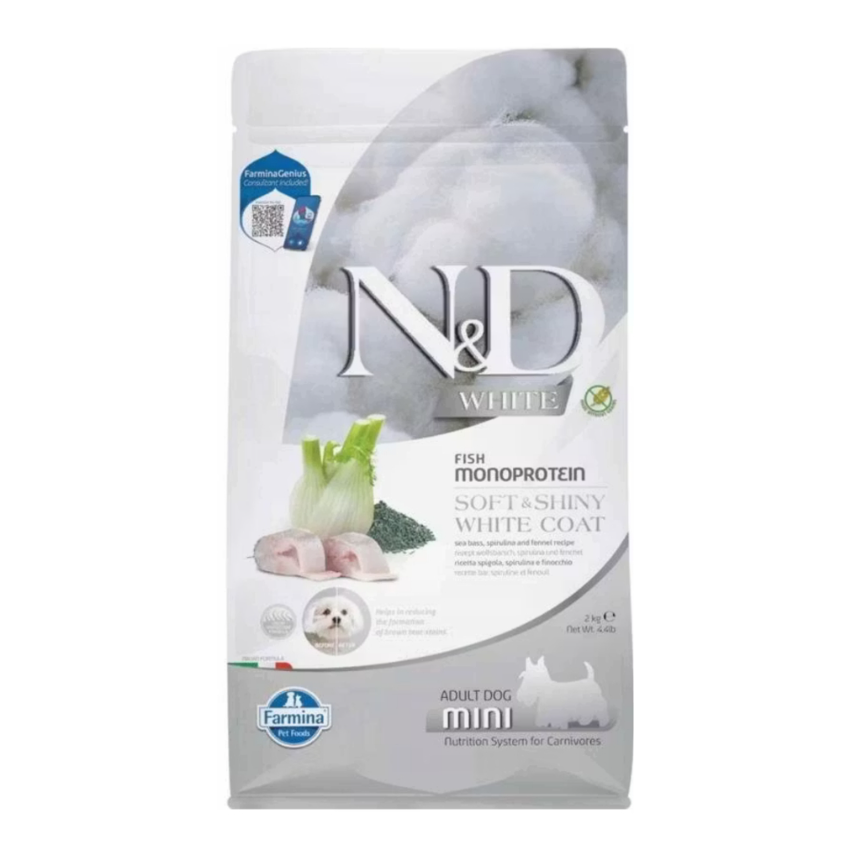 N&D White Mini Levrek Spirulina ve Rezeneli Küçük Irk Yetişkin Köpek Maması 2 kg / 5 kg
