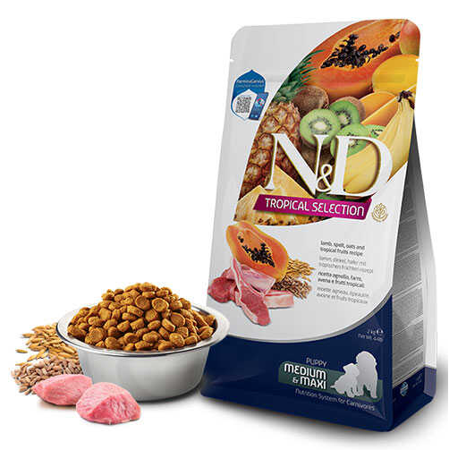 N&D Tropical Selection Kuzu Etli ve Tropikal Meyveli Orta ve Büyük Irk Yavru Köpek Maması 2 Kg