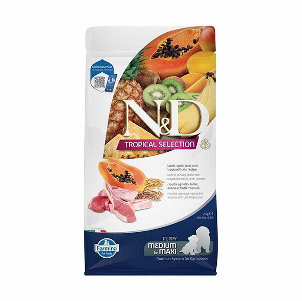 N&D Tropical Selection Kuzu Etli ve Tropikal Meyveli Orta ve Büyük Irk Yavru Köpek Maması 2 Kg