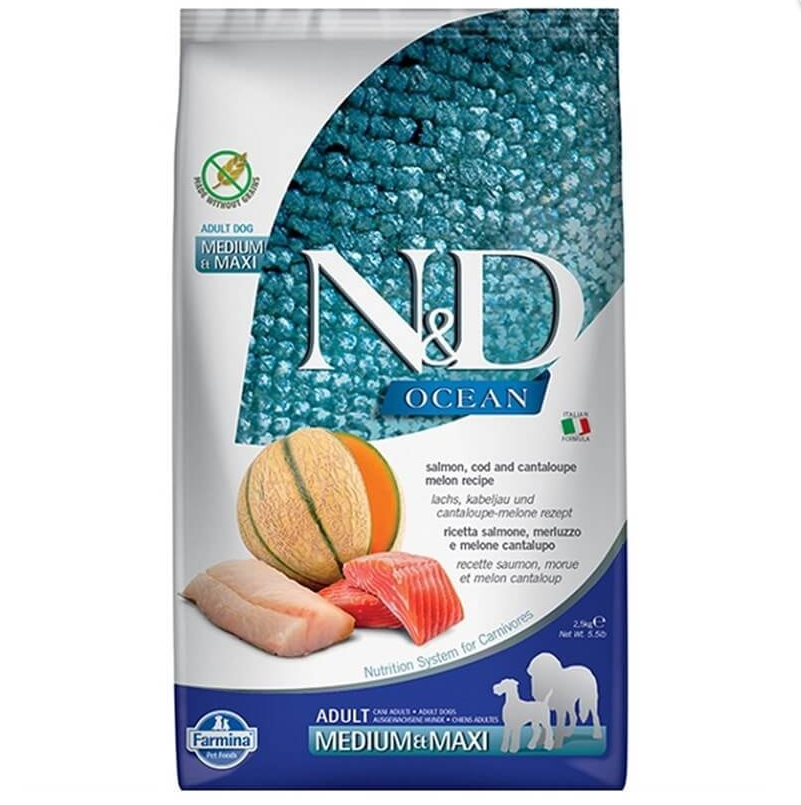 ND Ocean Tahılsız Somon ve Morina Medium Maxi Köpek Maması 2,5 Kg