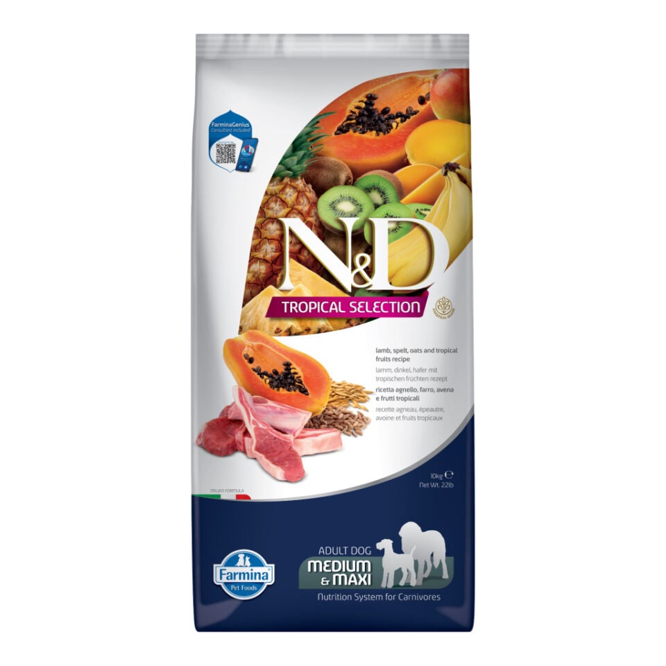 N&D Tropical Selection Medium&Maxi Kuzu Etli Orta ve Büyük Irk Yetişkin Köpek Maması 10 kg
