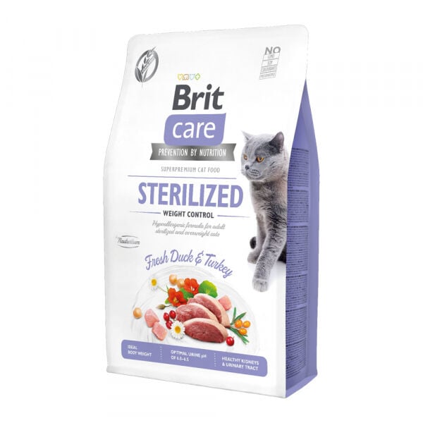 Brit Care Sterilized Kilo Kontrolü için Ördekli Tahılsız Kısırlaştırılmış Kedi Maması 2 kg