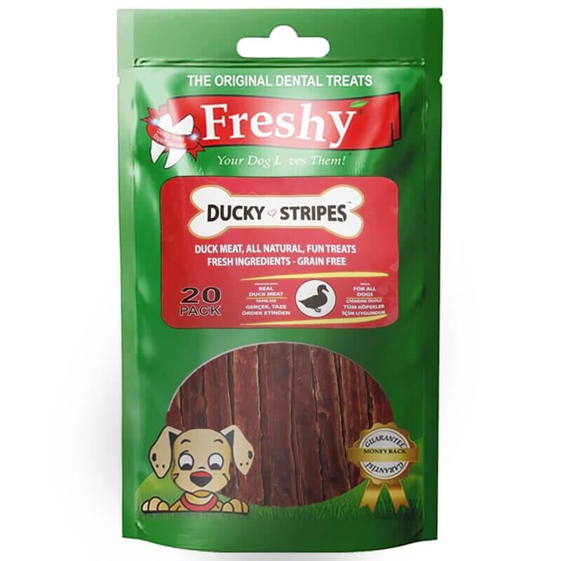 Freshy Ducky Stripes Ördekli Şerit Tahılsız Köpek Ödülü 80 Gr 20 Adet