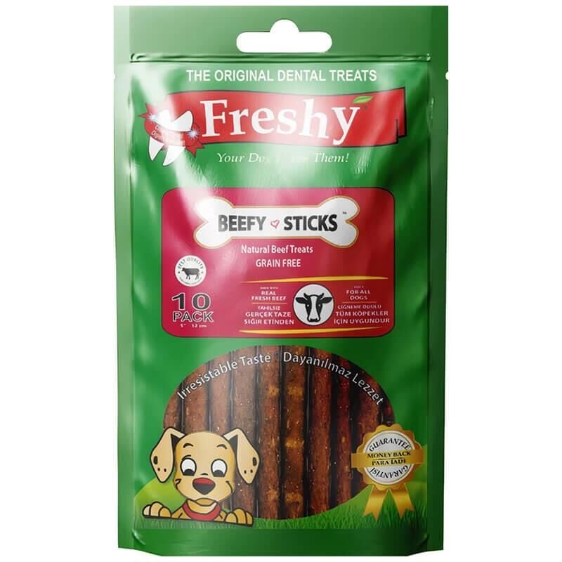 Freshy Beefy Sticks Sığır Etli Tahılsız Köpek Ödülü 100 Gr 10 Adet