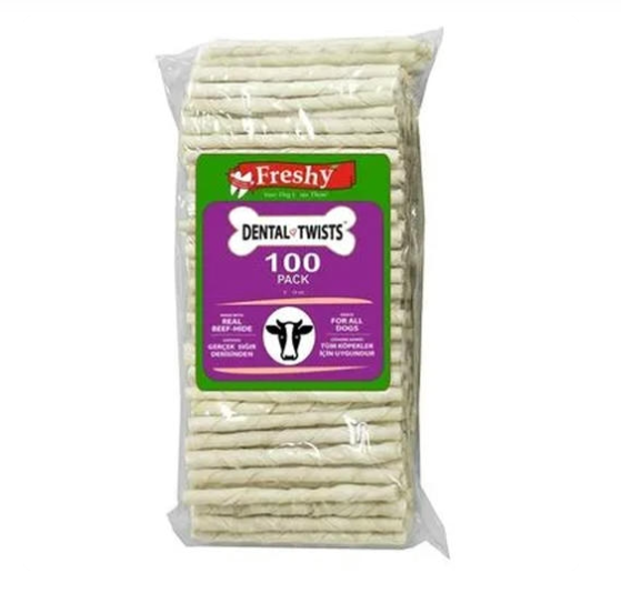 Freshy Dental Twist Sütlü Burgu Çubuk Köpek Ödülü 100 Adet (600gr)