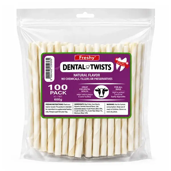 Freshy Dental Twist Sütlü Burgu Çubuk Köpek Ödülü 600gr 100lü