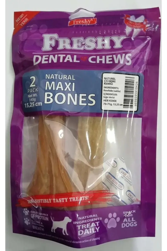 Freshy Maxi Bones Naturel Kemik Köpek Ödülü 2'li Paket - 15 cm