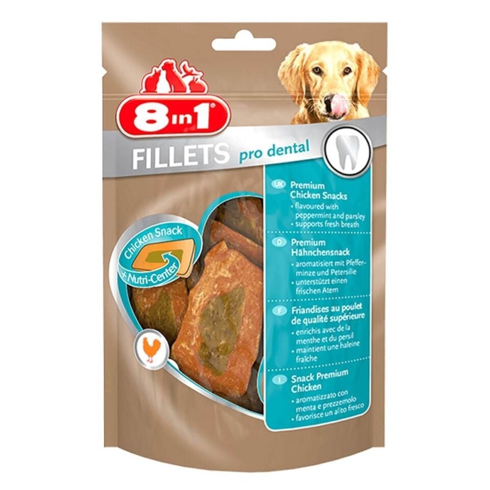 8in1 Poch Fillets Pro Dental Nane Aromalı Köpek Ödülü 80 Gr