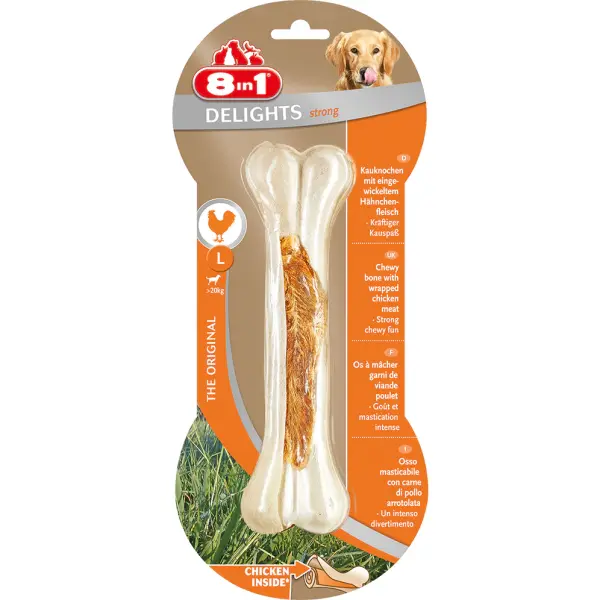 8in1 Delights Büyük Irk Köpekler İçin Tavuk Etli Sert Çiğneme Kemiği [L]