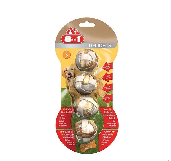 8in1 Delights Bones Köpekler için Çiğneme Topu (4'lü) [S]