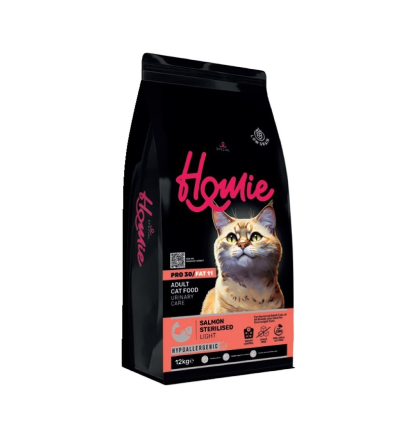 Homie Special Düşük Tahıllı Somonlu Kısırlaştırılmış Yetişkin Kedi Maması 12 Kg