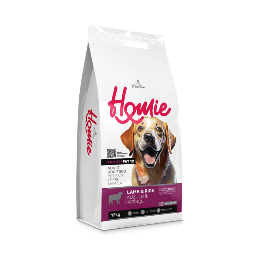 Homie Kuzulu ve Pirinçli Düşük Tahıllı Yetişkin Köpek Maması 12 Kg