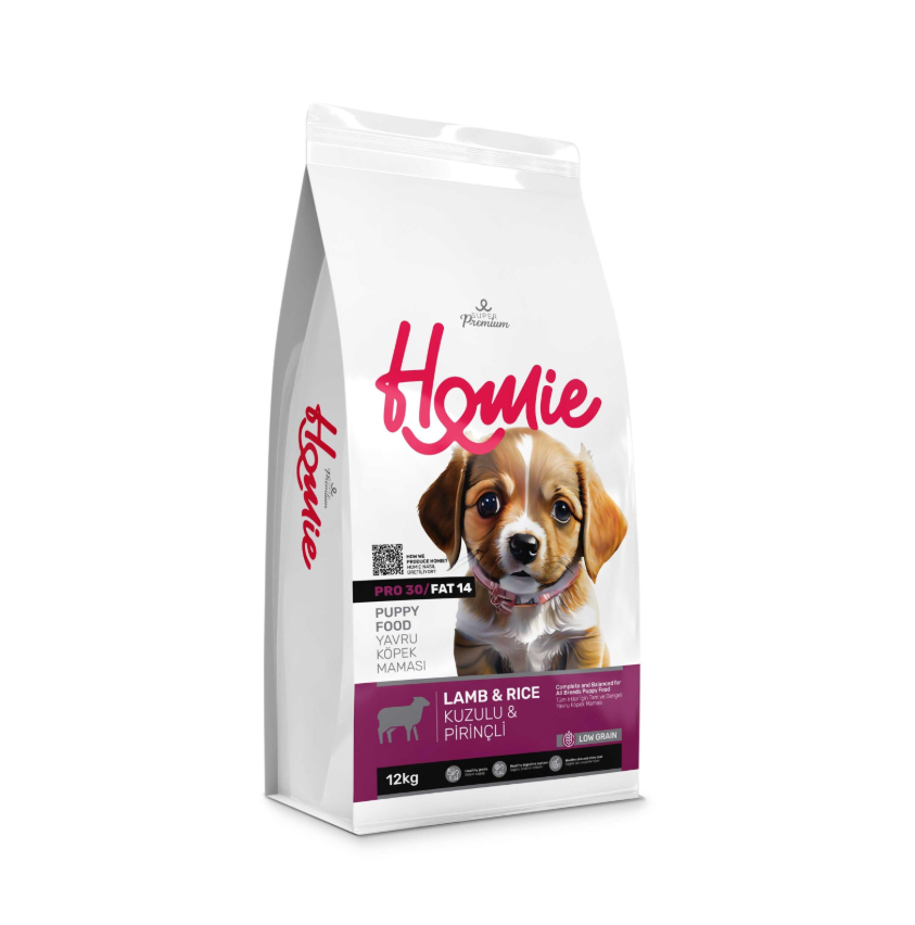 Homie Kuzulu ve Pirinçli Düşük Tahıllı Yavru Köpek Maması  2,75 Kg / 12 Kg