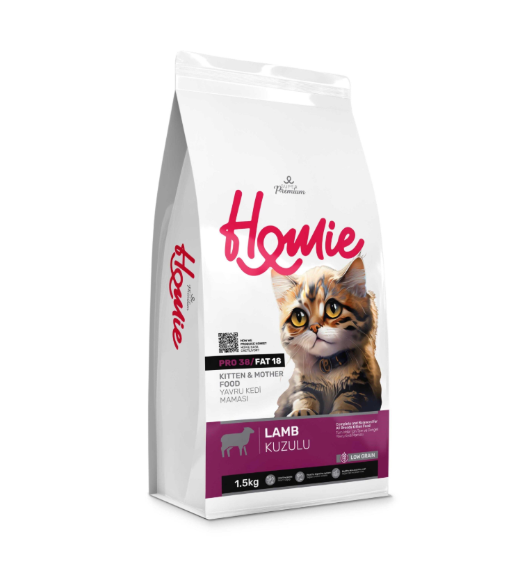 Homie Düşük Tahıllı Kuzu Etli Yavru ve Anne Kedi Maması 2,75 Kg