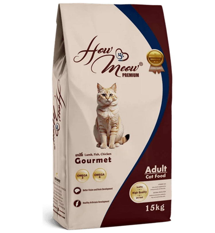How Meow Gurme Tavuk&Balık&Kuzu Yetişkin Kedi Maması 15 Kg