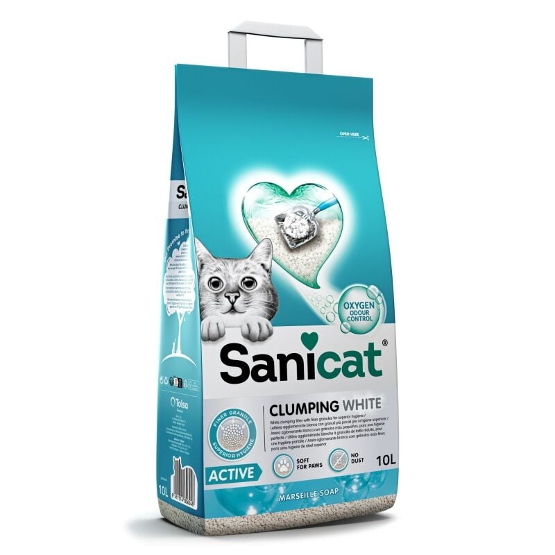 SaniCat Clumping White Active Marsilya Sabunlu Kedi Kumu 10 Lt