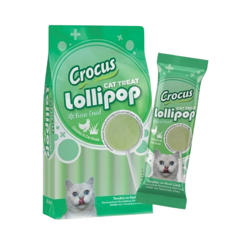 Crocus Tavuklu Ve Kedi Çimli Kedi Lolipop Ödülü 10x1.4 Gr