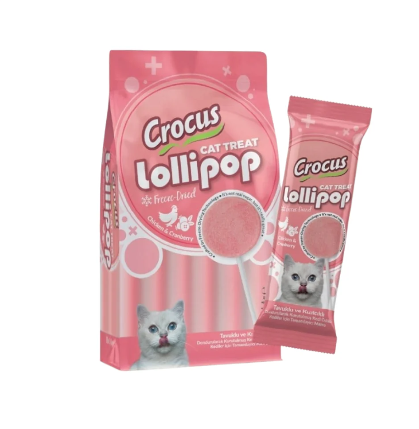 Crocus Tavuklu Ve Kızılcıklı Kedi Lolipop Ödülü 10x1.4 Gr