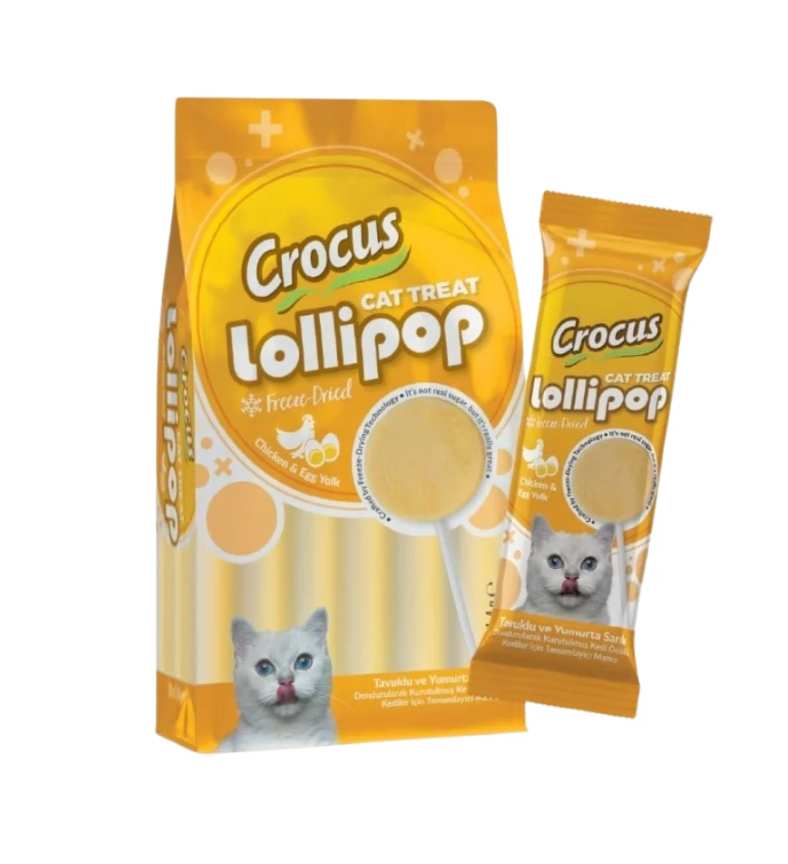 Crocus Tavuklu Ve Yumurta Sarılı Kedi Lolipop Ödülü 10x1.4 Gr